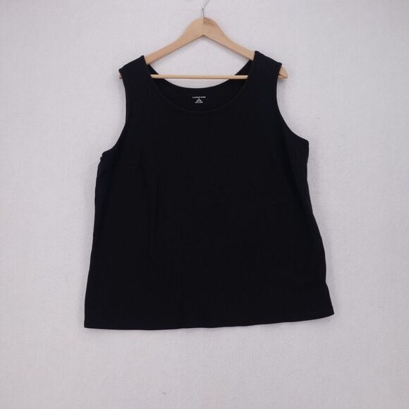 Lands' End Relaxed Tank Top Women's 1X 18 Black 100% Cotton - Picture 1 of 5